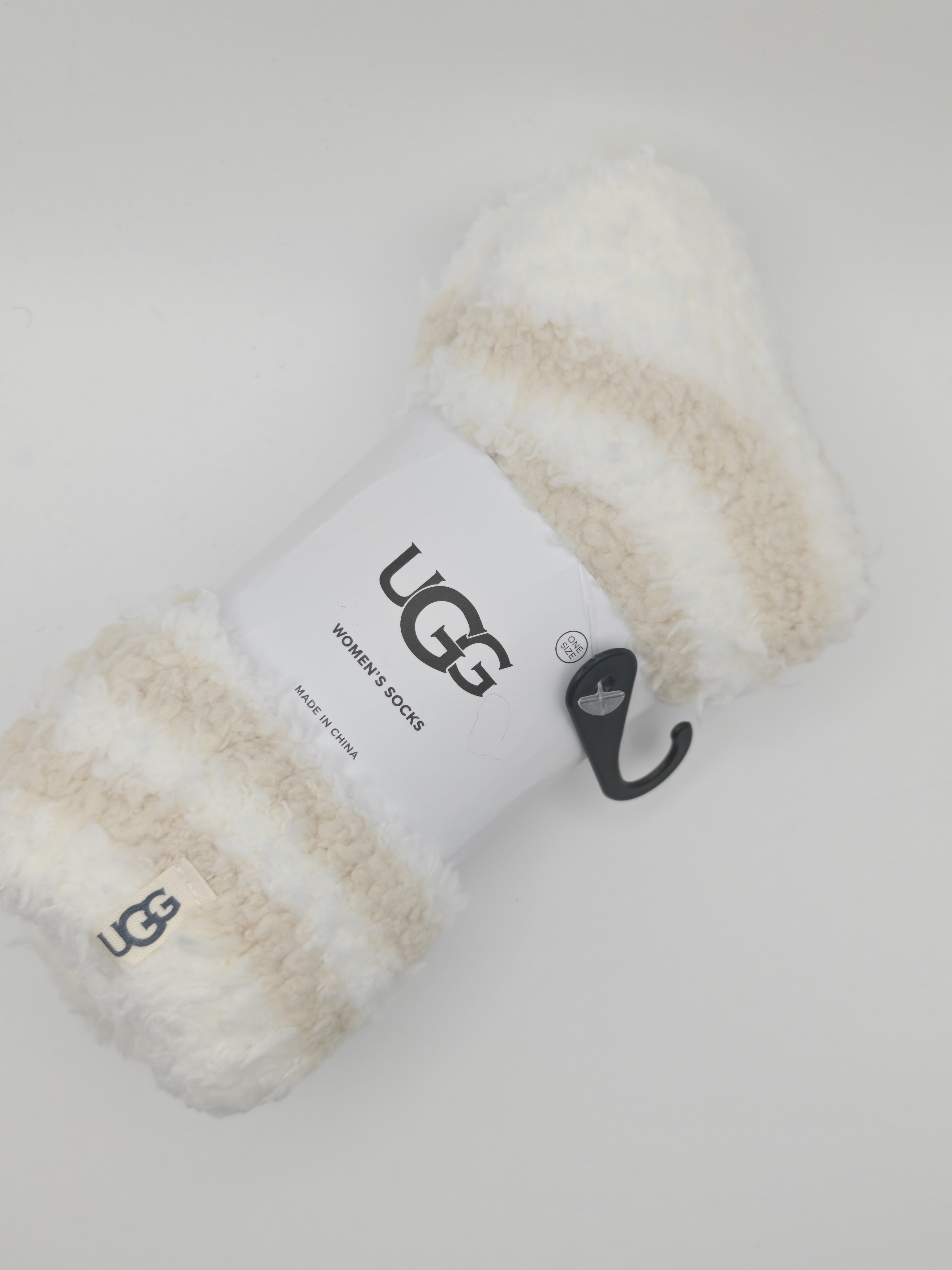 Ugg Women's Plush Fuzzy Socks In Cream And Beige Stripes